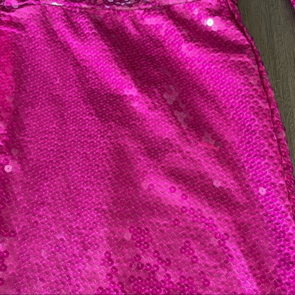 💛 Fleur Du Mal Designer Prom Pink Sequin Wrap Gown With Slit And Long Sleeves - Picture 7 of 15